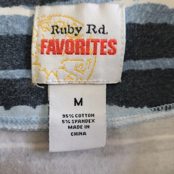 (429) Ruby Rd.  Woman's Casual 3/4 Sleeve Blouse, Size: Medium Color: Blue - Picture 6 of 14